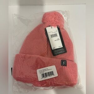 PGA Tour Pink Carnation Pom Pom Beanie Knit Fleece Lined Hat One Size New